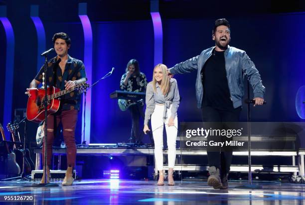 Danielle Bradbery and Dan Smyers and Shay Mooney of musical group Dan + Shay perform onstage during the 2018 iHeartCountry Festival By AT&T at The...