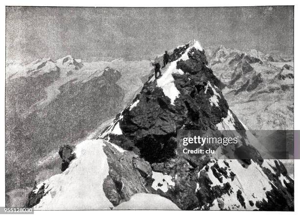 summit of the matterhorn, switzerland - alpine stock illustrations