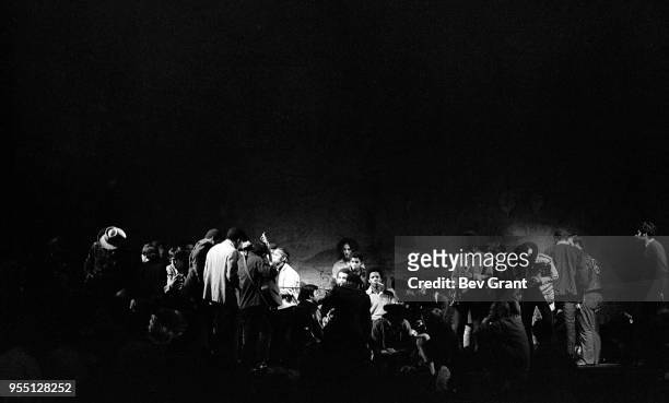 View of unidentified musicians as they perform on stage at the Filmore East during the venue's takeover by anarchist groups, the Family and Up...