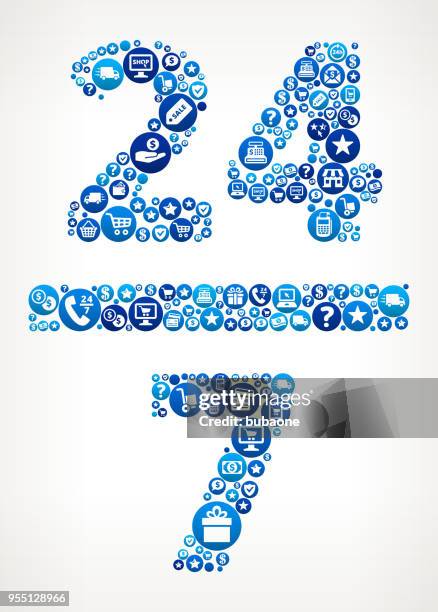 24/7 service shopping and e-commerce background pattern - coupon code stock illustrations