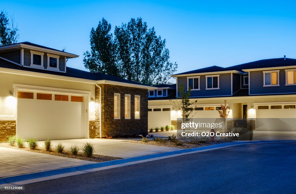 Suburb Houses at Dusk
