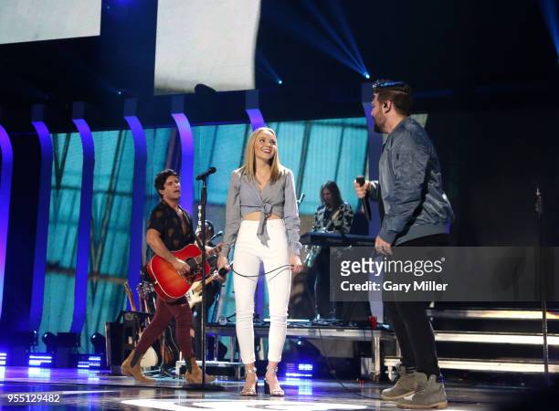 Danielle Bradbery and Dan Smyers and Shay Mooney of musical group Dan + Shay perform onstage during the 2018 iHeartCountry Festival By AT&T at The...