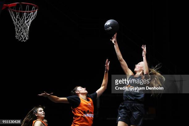 Jasmine Simmons of the Melbourne Boomers shoots during the match against the Bears during the NBL 3x3 Pro Hustle 2 event held at Docklands Studios on...