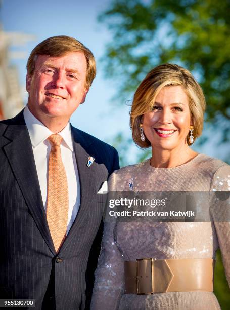 King Willem-Alexander of The Netherlands and Queen Maxima of The Netherlands attend the liberation day concert on the Amstel on May 05, 2018 in...