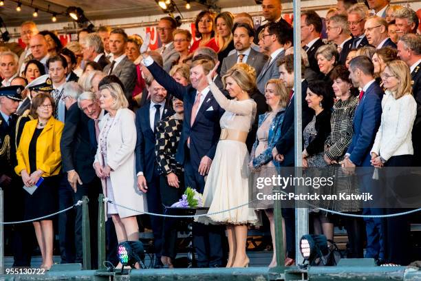 King Willem-Alexander of The Netherlands and Queen Maxima of The Netherlands attend the liberation day concert on the Amstel on May 05, 2018 in...