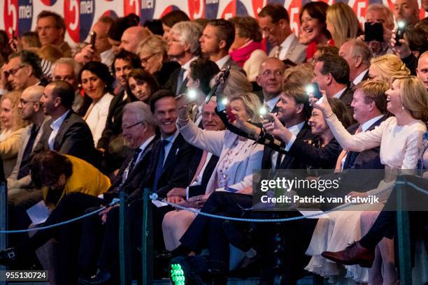 King Willem-Alexander of The Netherlands and Queen Maxima of The Netherlands attend the liberation day concert on the Amstel on May 05, 2018 in...