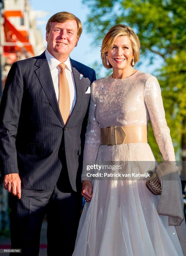 King Willem-Alexander and Queen Maxima at concert of liberation at Amstel river