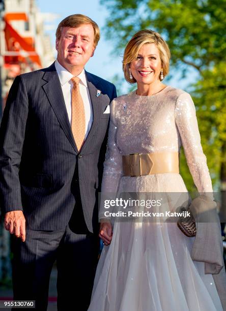 King Willem-Alexander of The Netherlands and Queen Maxima of The Netherlands attend the liberation day concert on the Amstel on May 05, 2018 in...