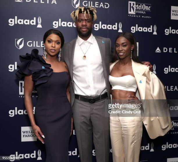 Amiyah Scott, Reggie Bullock, and Angelica Ross attend the 29th Annual GLAAD Media Awards at The Hilton Midtown on May 5, 2018 in New York City.