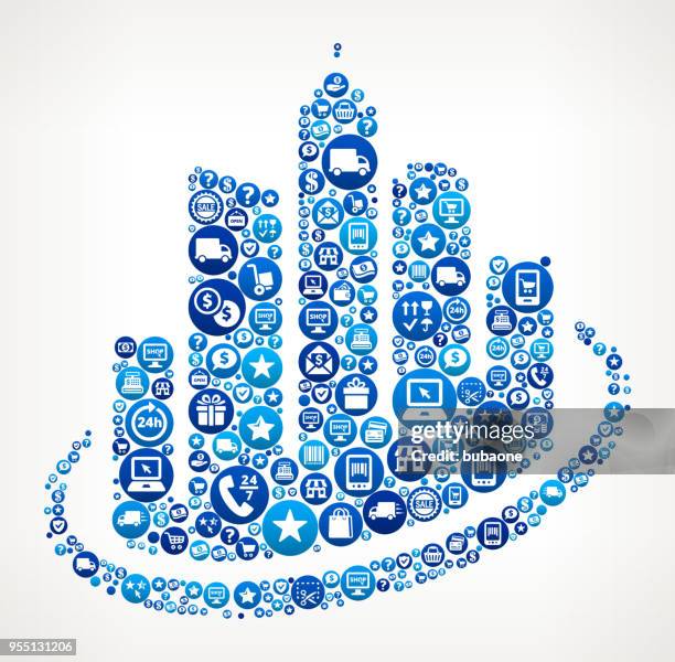 cityscape buildings shopping and e-commerce background pattern - barcode pattern stock illustrations