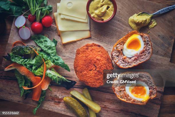 homemade british scotch eggs - scotch egg stock pictures, royalty-free photos & images