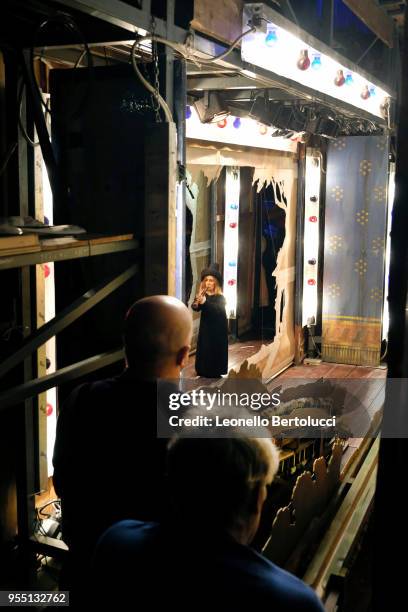 Moments of work behind the scenes during the show "Lamp of Aladdin" at the theater of the "Carlo Colla and Sons Marionette Company"on March 20, 2018...