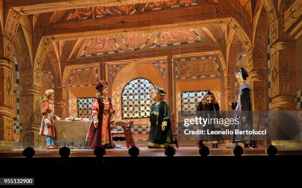 The show "Lamp of Aladdin" at the theater of the "Carlo Colla and Sons Marionette Company" on March 20, 2018 in Milan,Italy.