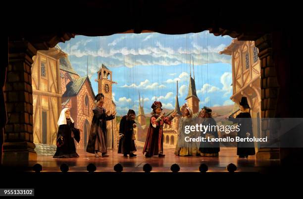 The show "Lamp of Aladdin" at the theater of the "Carlo Colla and Sons Marionette Company" on March 20, 2018 in Milan,Italy.