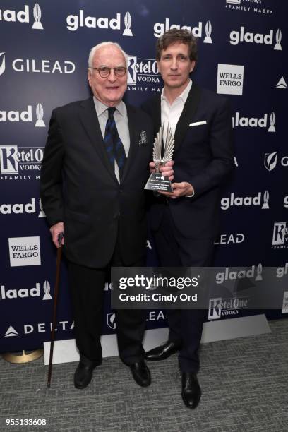 James Ivory and recipient of Outstanding Film-Wide Release Award for Call Me By Your Name, Peter Spears attend the 29th Annual GLAAD Media Awards at...