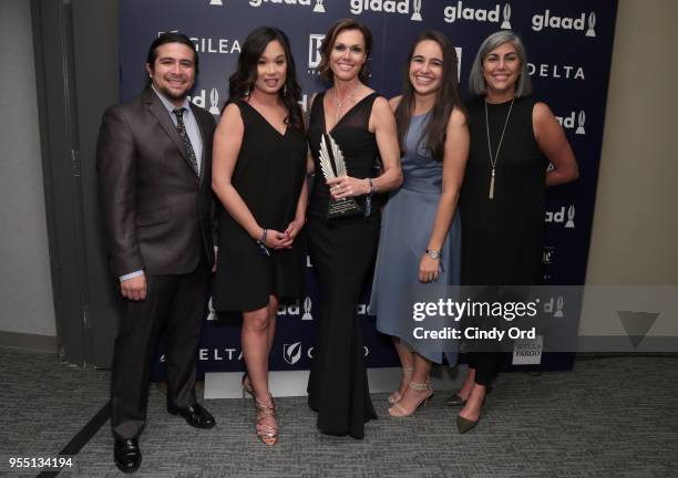 Victor Eslava, Xuan Thai, Tammy Leitner, and Natalie Valdez, recipientns of the Outstanding TV Journalism Segment Award, attend the 29th Annual GLAAD...