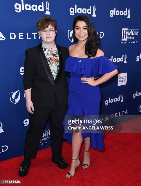 Ellie Desautels and Auli'i Cravalho attend the 29th Annual GLAAD Media Awards at The New York Hilton Midtown on May 5, 2018 in New York City.