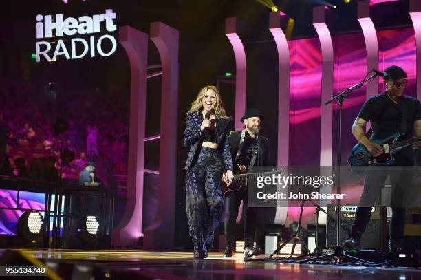 Jennifer Nettles and Kristian Bush of musical group Sugarland perform onstage during the 2018 iHeartCountry Festival By AT&T at The Frank Erwin...