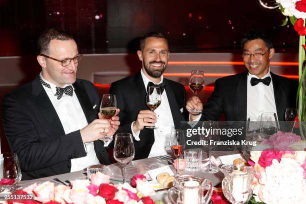 Jens Spahn, Daniel Funke and Philipp Roesler during the Rosenball charity event at Hotel Intercontinental on May 5, 2018 in Berlin, Germany.