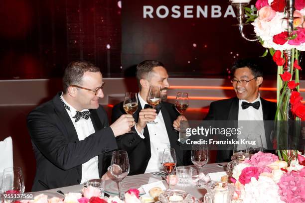 Jens Spahn, Daniel Funke and Philipp Roesler during the Rosenball charity event at Hotel Intercontinental on May 5, 2018 in Berlin, Germany.