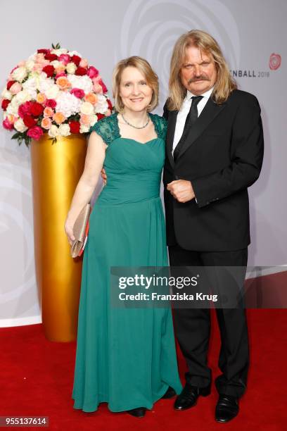 Leslie Mandoki and Eva Mandoki attend the Rosenball charity event at Hotel Intercontinental on May 5, 2018 in Berlin, Germany.