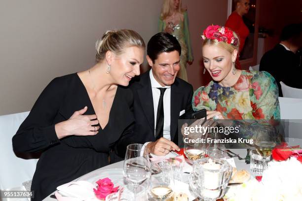 Maria Hoefl-Riesch wearing a dress by Minx, Marcus Hoefl and Franziska Knuppe?during the Rosenball charity event at Hotel Intercontinental on May 5,...