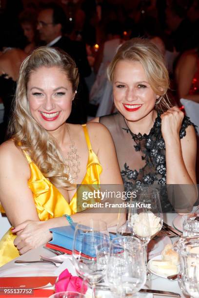 Ruth Moschner and Nova Meierhenrich during the Rosenball charity event at Hotel Intercontinental on May 5, 2018 in Berlin, Germany.