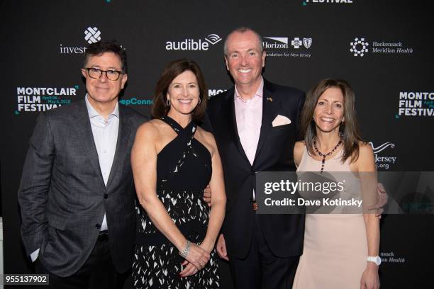 Stephen Colbert, Evelyn Colbert, New jersey Governor Phil Murphy and his wife First Lady Tammy Murphy attend the Montclair Film Festival on May 5,...