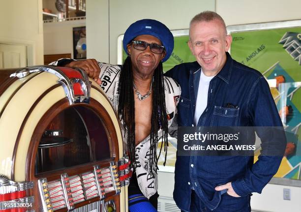 Fashion Designer Jean Paul Gaultier and Record Producer Nile Rodgers pose for a picture on May 3, 2018 in Westport, Connecticut. - Deciding how to...