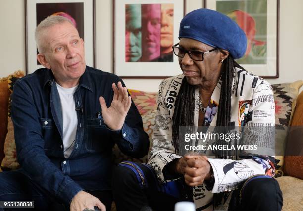 Fashion Designer Jean Paul Gaultier and Record Producer Nile Rodgers pose for a picture on May 3, 2018 in Westport, Connecticut. - Deciding how to...