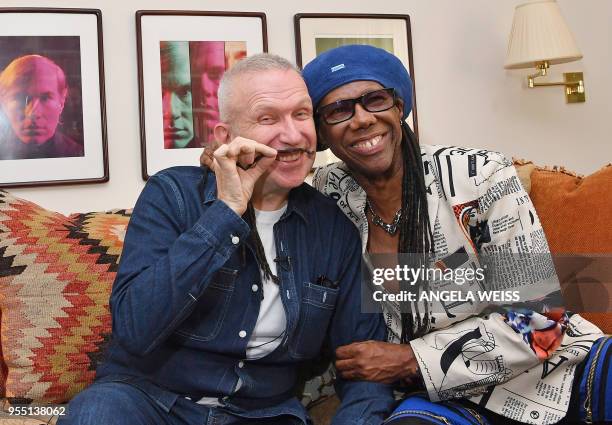 Fashion Designer Jean Paul Gaultier and Record Producer Nile Rodgers pose for a picture on May 3, 2018 in Westport, Connecticut. - Deciding how to...