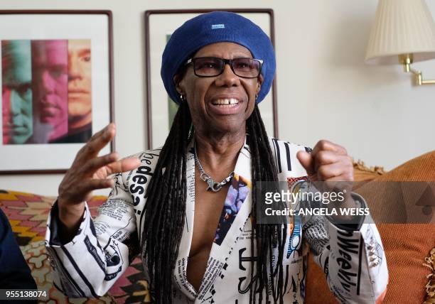 Record Producer Nile Rodgers is interviewed by AFP on May 3, 2018 in Westport, Connecticut. - Deciding how to tell his story as one of fashion's...