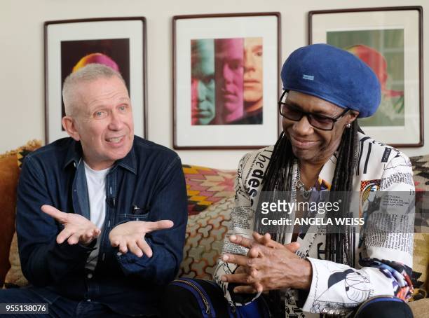Fashion Designer Jean Paul Gaultier and Record Producer Nile Rodgers are interviewed by AFP on May 3, 2018 in Westport, Connecticut. - Deciding how...