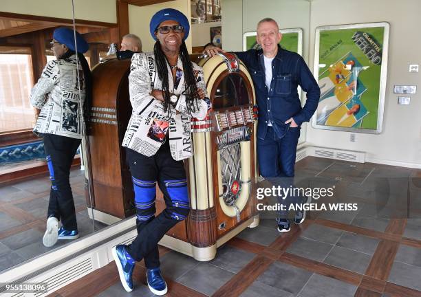 Fashion Designer Jean Paul Gaultier and Record Producer Nile Rodgers pose for a picture on May 3, 2018 in Westport, Connecticut. - Deciding how to...