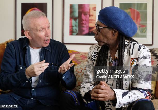 Fashion Designer Jean Paul Gaultier and Record Producer Nile Rodgers are interviewed by AFP on May 3, 2018 in Westport, Connecticut. - Deciding how...