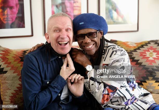 Fashion Designer Jean Paul Gaultier and Record Producer Nile Rodgers pose for a picture on May 3, 2018 in Westport, Connecticut. - Deciding how to...