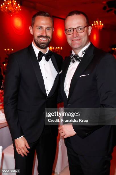 Daniel Funke and Jens Spahn during the Rosenball charity event at Hotel Intercontinental on May 5, 2018 in Berlin, Germany.