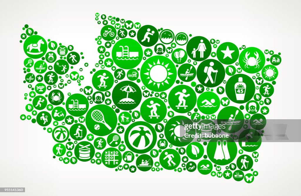 Washington Summer Camp Fun Icon Pattern