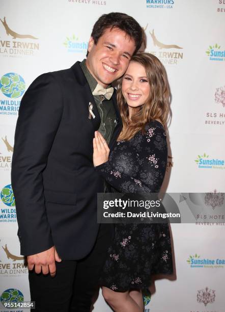 Wakeboarder Chandler Powell and conservationist/TV personality Bindi Irwin attend the Steve Irwin Gala Dinner 2018 at SLS Hotel on May 5, 2018 in...