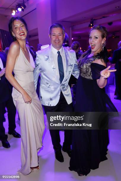 Rebecca Mir, Joachim Llambi and Isabel Edvardsson during the Rosenball charity event at Hotel Intercontinental on May 5, 2018 in Berlin, Germany.