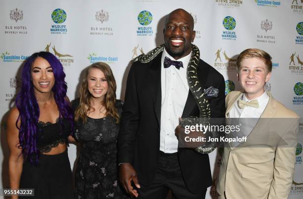 Sasha Banks, Bindi Irwin, Titus O'Neil and Robert Irwin attend the Steve Irwin Gala Dinner 2018 at SLS Hotel on May 5, 2018 in Beverly Hills,...