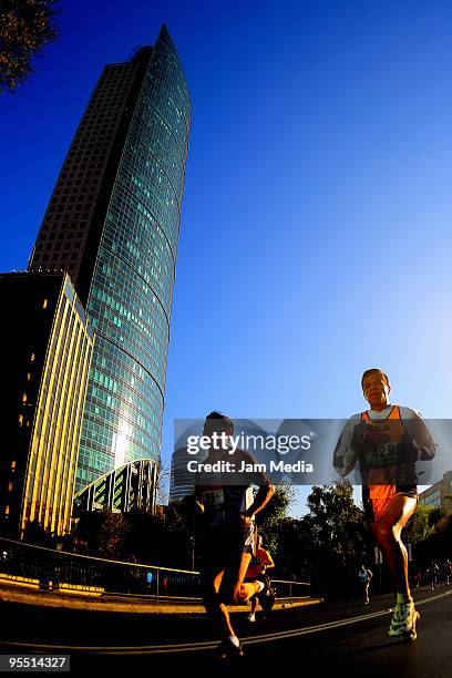 View of runners in action during the San Silvestre Road Race at the Reforma Avenue on December 31, 2009 in Mexico City, Mexico. Mexico's race...