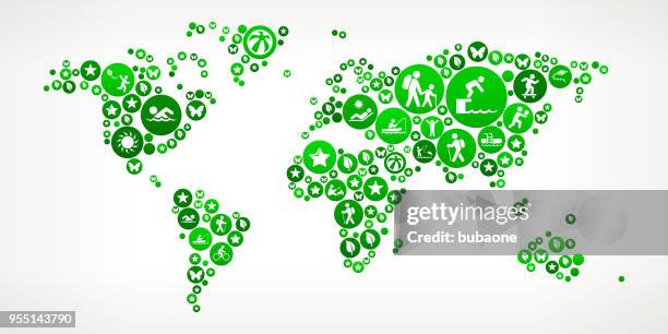 welt karte sommercamp spaß symbol muster - schulbus deutsch stock-grafiken, -clipart, -cartoons und -symbole