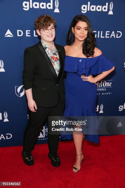 Ellie Desautels and Auli'i Cravalho attend the 29th Annual GLAAD Media Awards at Mercury Ballroom at the New York Hilton on May 5, 2018 in New York...
