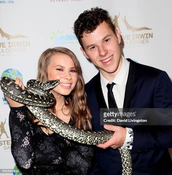 Conservationist/TV personality Bindi Irwin and actor Nolan Gould attend the Steve Irwin Gala Dinner 2018 at SLS Hotel on May 5, 2018 in Beverly...
