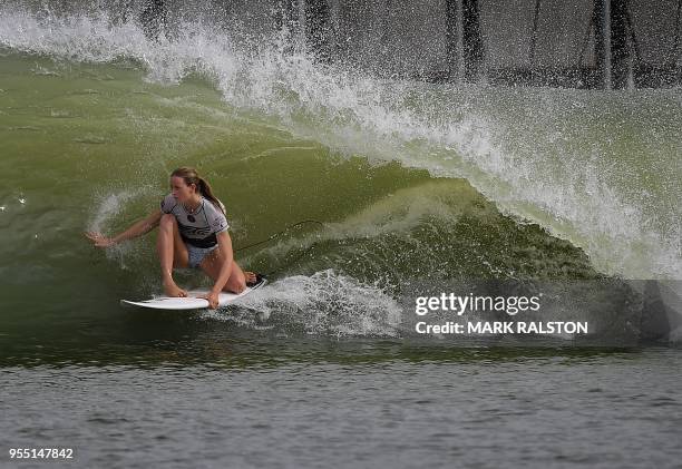 Bianca Buitendag of South Africa comes out of the tube during round two of the WSL Founders' Cup of Surfing, at the Kelly Slater Surf Ranch in...