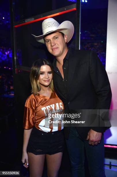 Maren Morris and Jon Pardi pose backstage at the 2018 iHeartCountry Festival By AT&T at The Frank Erwin Center on May 5, 2018 in Austin, Texas.