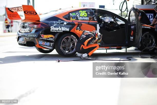 James Courtney driver of the Mobil 1 Boost Mobile Racing Holden Commodore ZB prepares during qualifying for race 12 for the Supercars Perth...