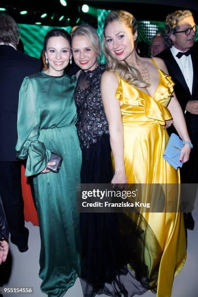 Mina Tander, Nova Meierhenrich and Ruth Moschner during the Rosenball charity event at Hotel Intercontinental on May 5, 2018 in Berlin, Germany.