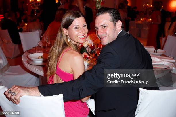 Sascha Vollmer and his wife Jennifer Vollmer during the Rosenball charity event at Hotel Intercontinental on May 5, 2018 in Berlin, Germany.